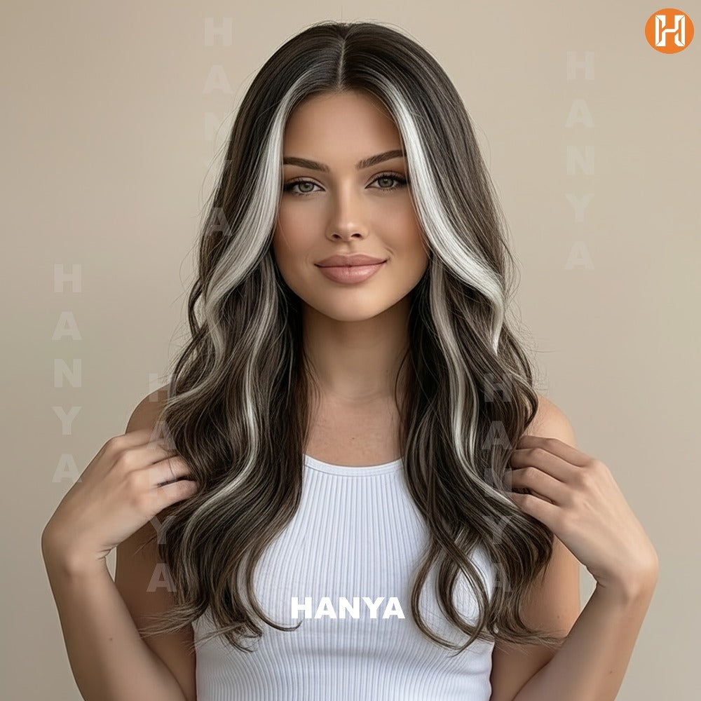 Synthetic Wig Heat Resistant Long 24 Inch for Women - Natural Daily Wear Party Beginner Friendly Multi-Color Dark Brown Ivory Golden