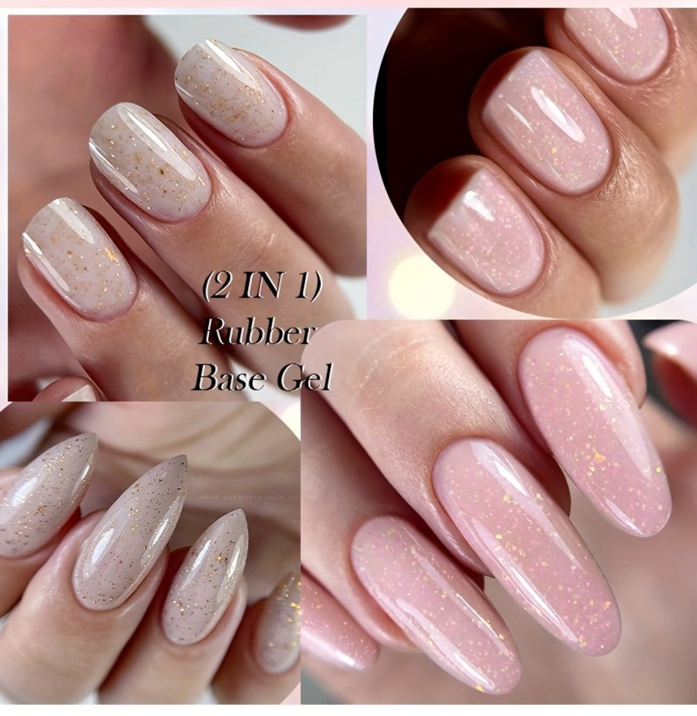 LILYCUTE 0.24oz 6pcs 2 In1 Rubber Base Gel Nude Pink Color Soak Off LED Semi Permant Self-leveling Gel Nail Art Varnish