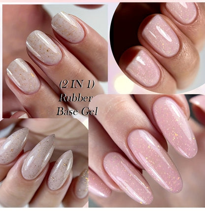 Rubber Base Gel Polish Set 6pcs Nude Pink 2-in-1 Builder Base Coat – Self-Leveling Soak Off UV LED Semi-Permanent Long-Lasting Gel Manicure Kit 0.24oz Each for DIY & Salon Nail Art Women