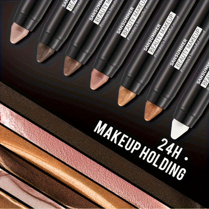Eyeshadow Stick Set 7 Pcs - Waterproof Pearlescent Matte Shimmer & Metallic Finish, Long-Lasting Natural Eye Makeup, Easy Blendable Daily Look, Valentine's Day Mother's Day Gift for Women