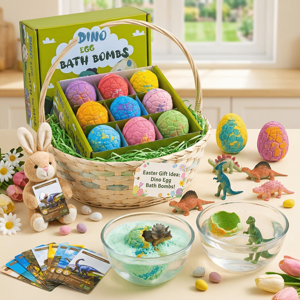 Christmas Gift Dinosaur Egg Bath Bombs, Containing Surprises, 9-pack Dinosaur Bath Toys, Suitable for and, Bubble Gum, Educational Birthday and Valentine's Day Gift Ideas