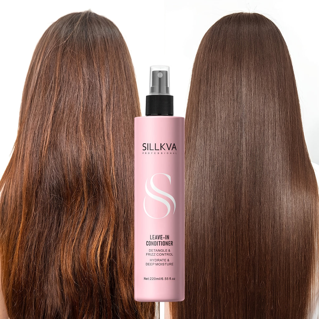 SILLKVA Leave-In Conditioner Spray And Detangling Hair Brush Set, Anti-Frizz Smoothing Leave in Conditioner, Detangle And Tame Frizzy Hair, No More Tangles