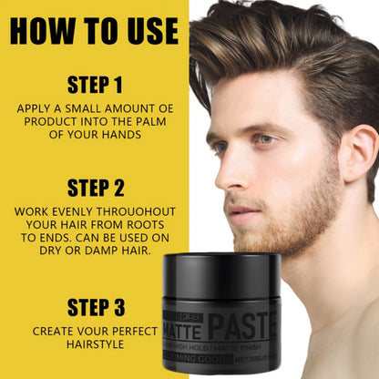 Men's Hair Paste Matte Cream 100g | Non-Greasy Salon Style Styling Gel | Plant Squalane & Argan Oil | Easy Hold & Natural Finish for All Hair Types