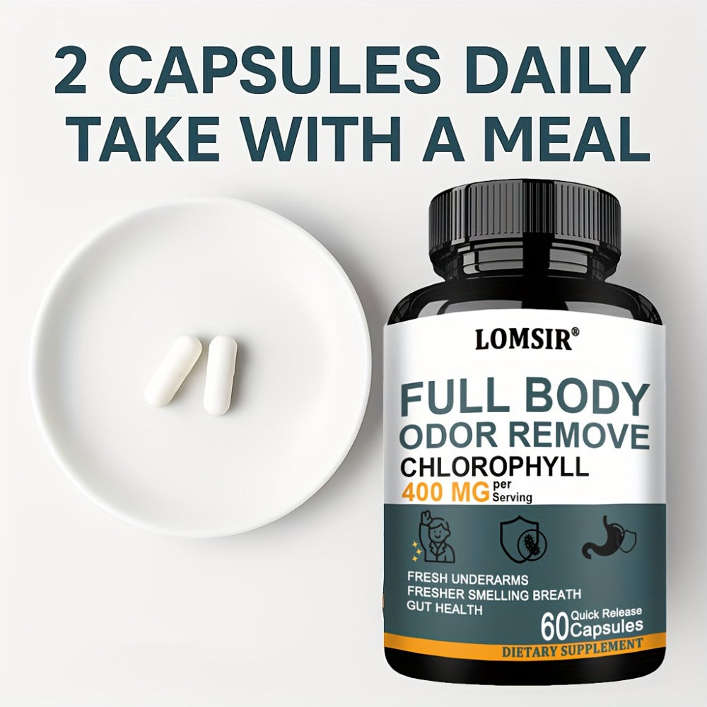 [Green Complex 60 Capsules] Chlorophyll Capsules 400 Per Serving, Green Complex with Matcha Green Tea, Apple Cider Vinegar, Peppermint, Sage & Aloe Vera, 60 Capsules