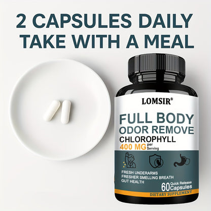 Chlorophyll Capsules Green Complex 400mg with Matcha Green Tea, Apple Cider Vinegar, Peppermint, Sage & Aloe Vera | Detox & Digestive Health Supplement | 60 Capsules