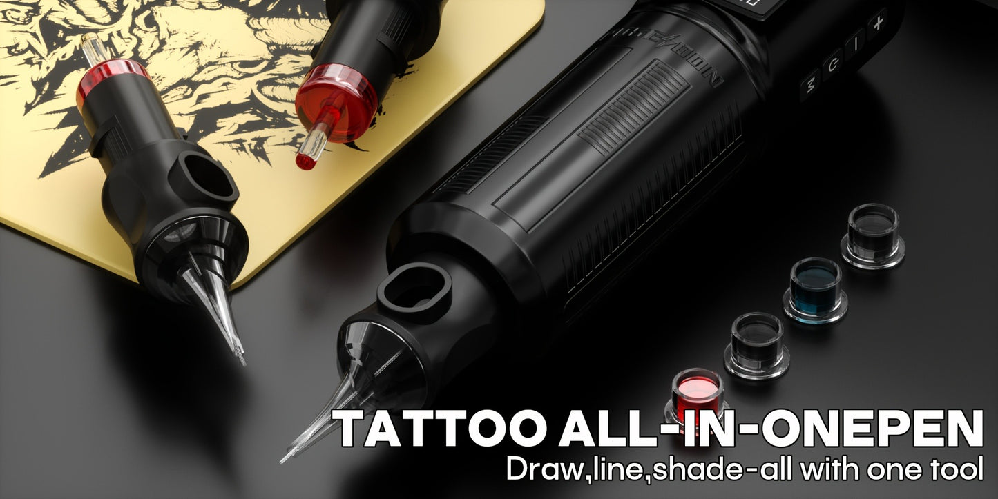 Wireless Tattoo Pen Kit LED Color Screen Rotary Tattoo Machine 2300mAh Battery with 10 Cartridge Needles 11 Tattoo Inks Aluminum Alloy Pen Complete Tattoo Kit for Beginners & Artists BT29