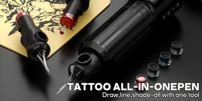 Wireless Tattoo Pen Kit LED Color Screen Rotary Tattoo Machine 2300mAh Battery with 10 Cartridge Needles 11 Tattoo Inks Aluminum Alloy Pen Complete Tattoo Kit for Beginners & Artists BT29