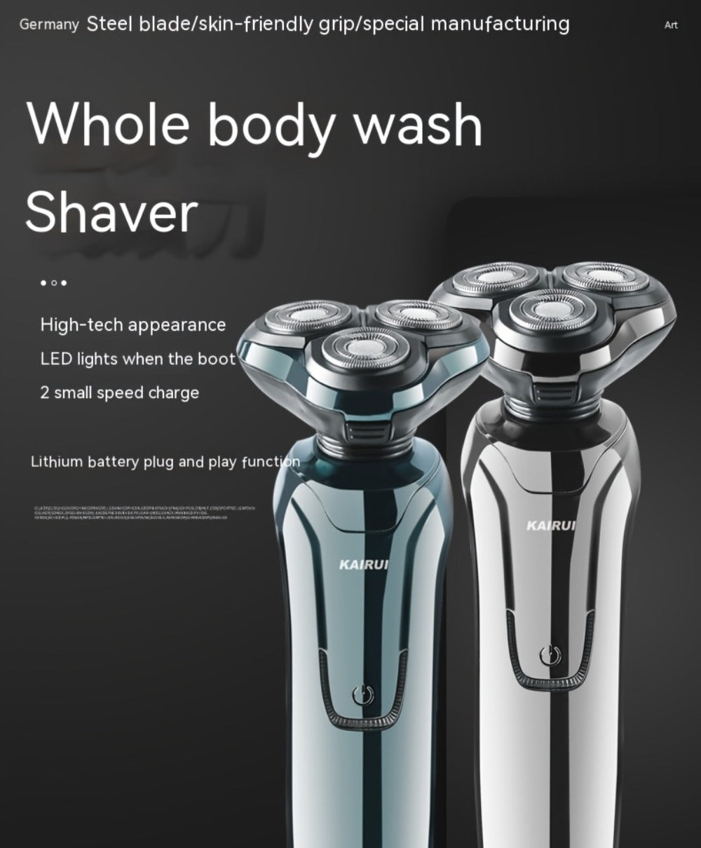 4D Floating Electric Shaver for Men - Triple Blade Waterproof Razor with LED Battery Display & Type-C Fast Charging, High-End Grooming Gift for Men & Fathers