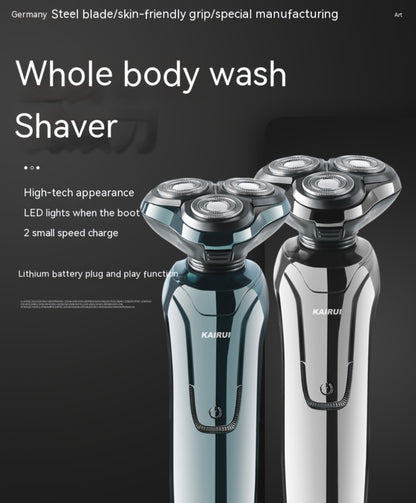 4D Floating Electric Shaver for Men - Triple Blade Waterproof Razor with LED Battery Display & Type-C Fast Charging, High-End Grooming Gift for Men & Fathers