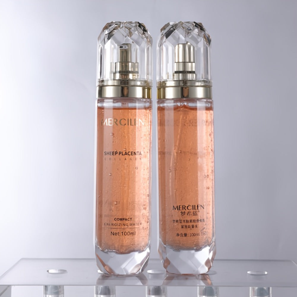 MERCILEN Sheep placenta Collagen Moisturizing Essence Water 3.38oz with collagen niacinamide hyaluronic acid - Brightens, Evens Light Beige Makes Light Beige Look Younger Suitable for All Light Beige Types Sleek Bottle Design skincare