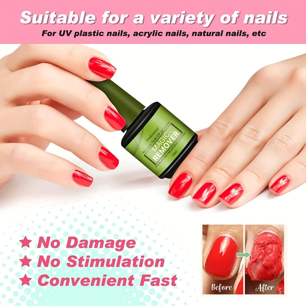 Gel Nail Polish Remover, 3pcs Soak-Off Quick Remover, 2-3 Min Quickly Remover Nail Polish- Nail Polish Remover for Gel Nails, Nail Glue - At Home, Suitable for Nail Salons