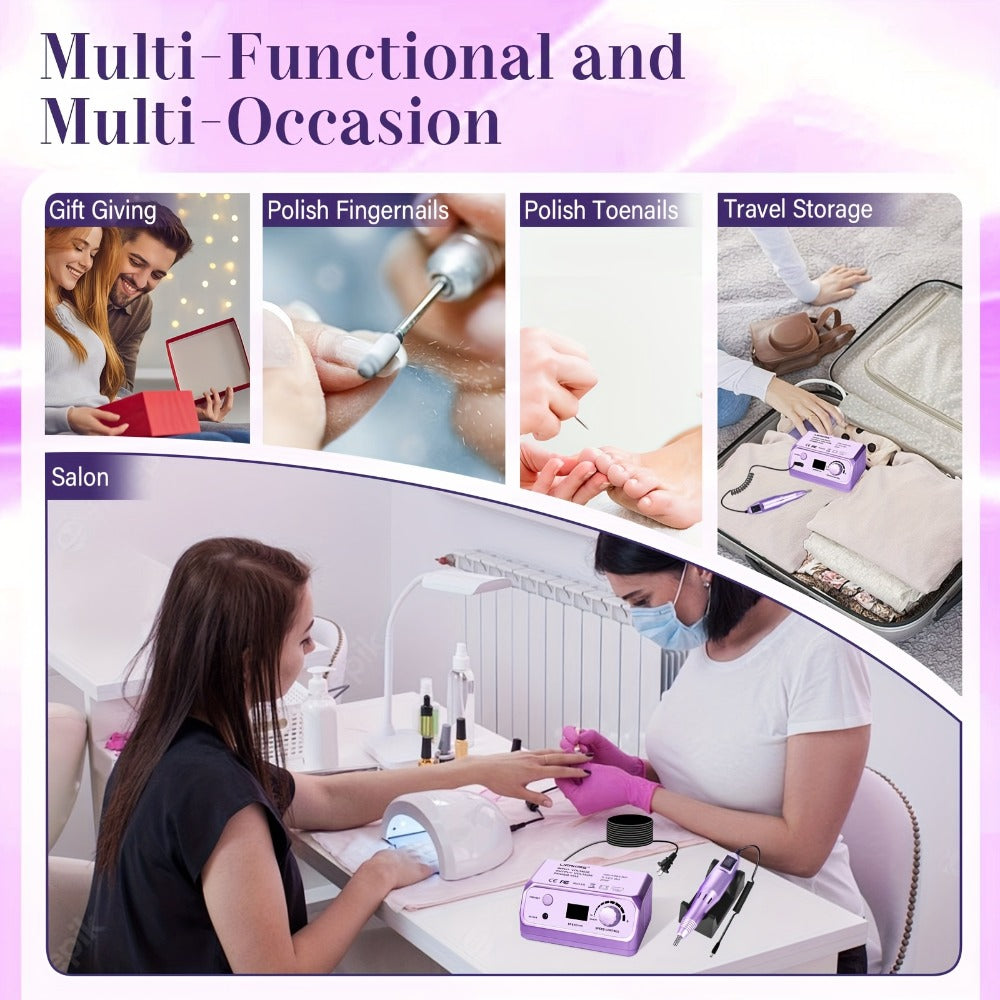 Electric Nail File with a 35000RPM Drill, Complete with 100 Sanding Bands And Various Bits, Suitable for Acrylic And Gel Nail Manicures And Pedicures