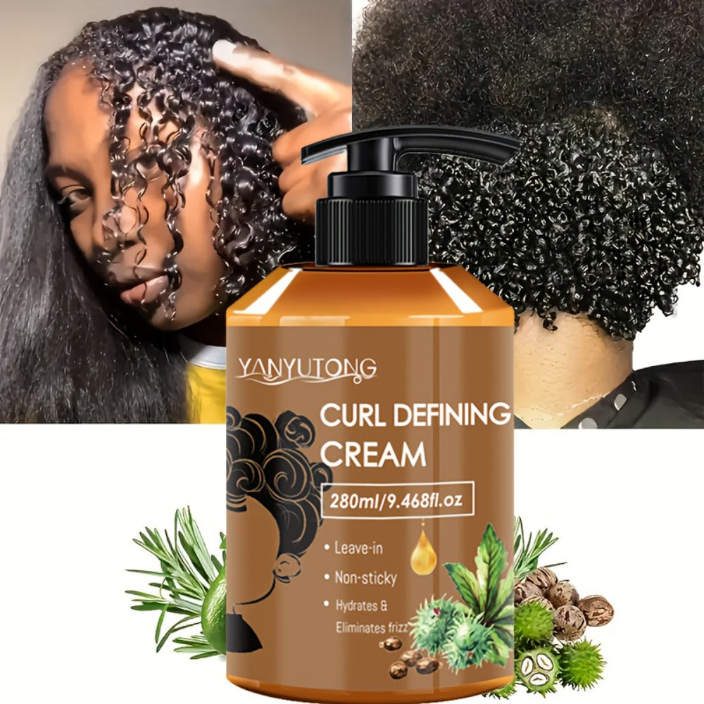 Curl Setting Cream with Castor Oil 280ml - Moisturizing, Long-Lasting Shape & Frizz Control, Non-Greasy Formula for Wavy, Curly & Straight Hair, Adults
