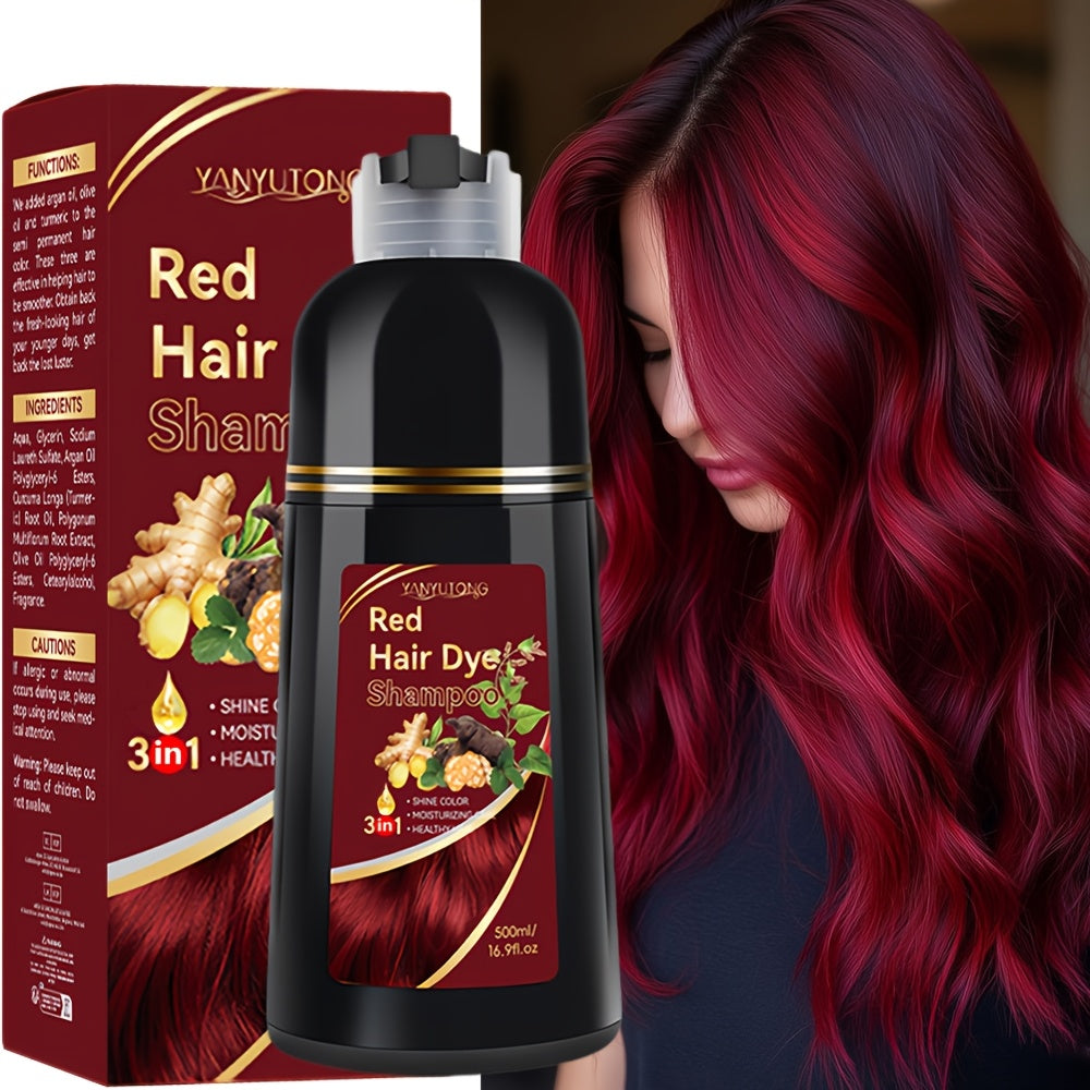 16.91oz Hair Dye Shampoo, Natural Plant Pigments, Safe for Hair, Quickly Covers Gray Hair, Available In Black, Red, Brown, And Chestnut Brown, Halloween Gift, Christmas Present