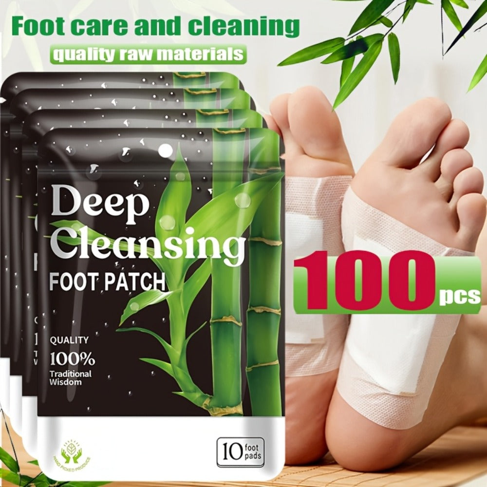 [Christmas Gift] 100pcs Deep Cleaning And Care Foot Patch Set - Green Package, Natural Bamboo Vinegar Ginger Powder Plant Ingredients, Alcohol Free Enhanced Cleaning And Moisturizing, Cheap Foot Care Massage Mat For Winter Foot Bath - Christmas Gift - Loc