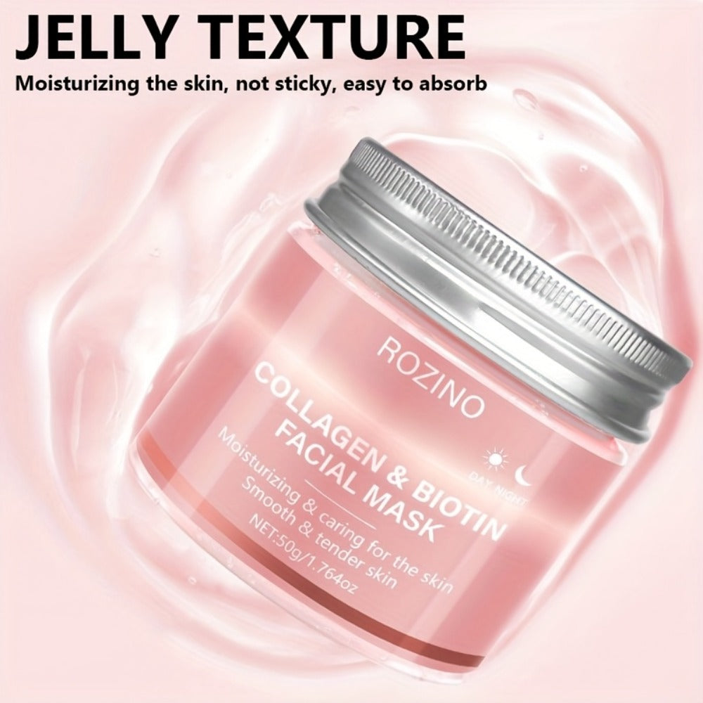 50g Biotin Collagen Day & Night Mask, Hydrates, Keeps Skin Moist And Plump, Firms Skin, Brightens Complexion, Smooths Skin, Makes Skin Look Younger. Suitable for Daily Use And Holiday Gifts, Giving Her A Beautiful Face