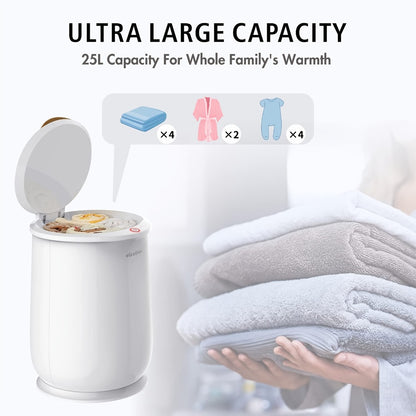 Towel Warmer Bucket Ultra Large Capacity ETL Certified Fits Two 40x70 Towels Blankets Bathrobes Auto Shut-Off Fast Heating Spa Bathroom Towel Heater