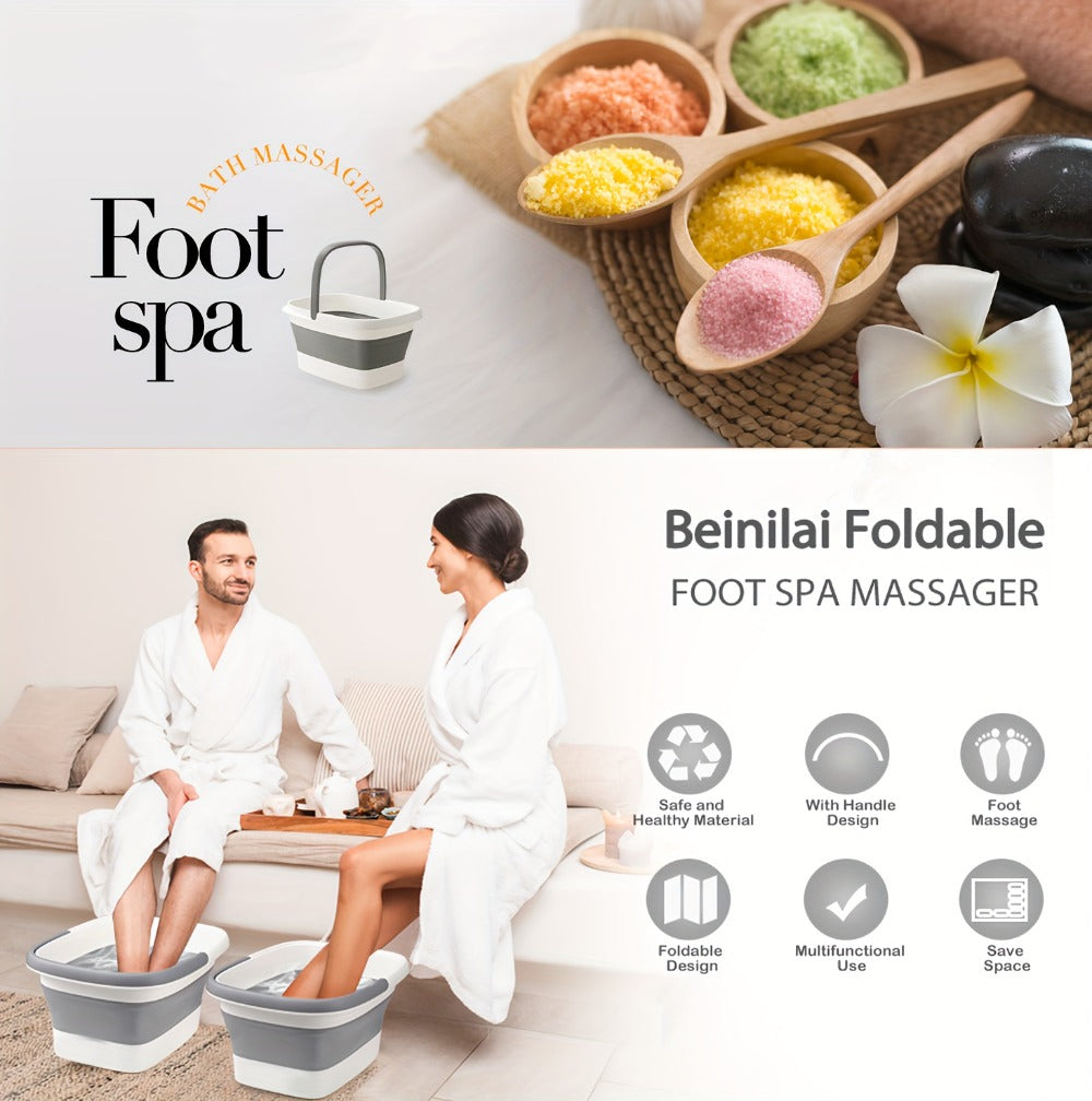 Collapsible Foot Soak - Sturdy Travel Spa Container with Handle, Compact Design for Home, Salon, And On-The-Go - Easy to Clean Foot Soak Container And Laundry Basket, Robust Build