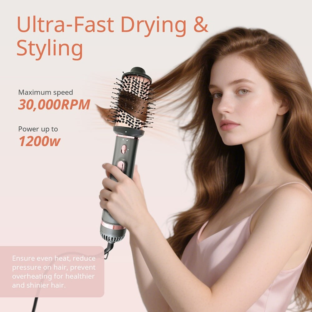 Professional Multi-Functional Hot Air Brush, Negative Ion Tech For Frizz-Free Hot Air, Hair Dryer Brush And Styler, Air Styling Brush Combines, Curling Iron, Massage Straightening Brush, Multiple Temperature & Wind Speed Settings