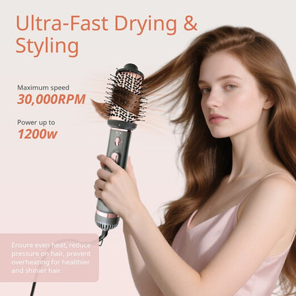 Hot Air Brush Negative Ion Hair Dryer Brush & Styler — Curl, Straighten, Massage & Blow Dry with Multiple Temperature & Wind Speed Settings, Frizz-Free Styling