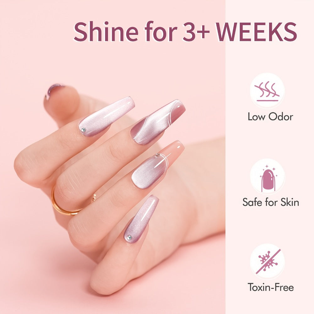MORDDA 6 Colors Magnetic Cat'S Eye Gel Polish - Shimmering Reflective Semi-Permanent Nail Polish With/Led, Soak-Off And Magnetic Swirl Design for Salon And Use, Alcohol-Free, Magnetic Nail Polish, Nail Art, Durable Manicure