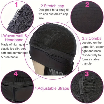 Headband Wig Curly Wavy Black Synthetic Glueless No Lace Elastic Cap Heat Resistant Fiber Beginner Friendly for Women Daily Wear Party Cosplay 12 16 22 Inch