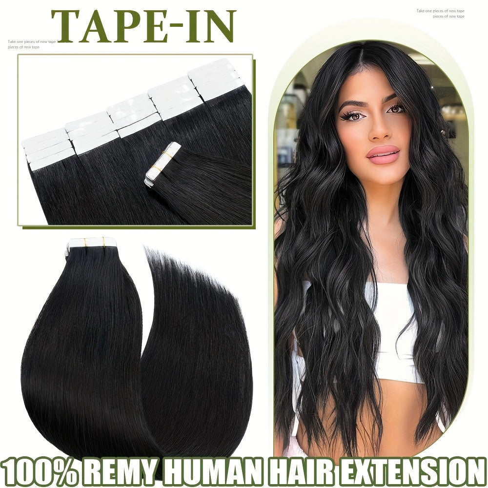 10pcs (10pcs Each) Brazilian Remy Human Hair Tape-In Extensions - Natural Straight Hair 12" 14" 16" 18" 20" 22" 24" Lengths, Invisible Tape-In Weft, 100% for Men &, Blonde/Brown/Blonde Ombre Highlights (Seamless Blending