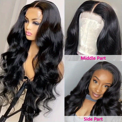 Body Wave Lace Front Wig Human Hair Glueless 4x4x1 Lace Closure Wig Pre Plucked with Baby Hair Natural Hairline Natural Color for Black Women 14-24 Inch