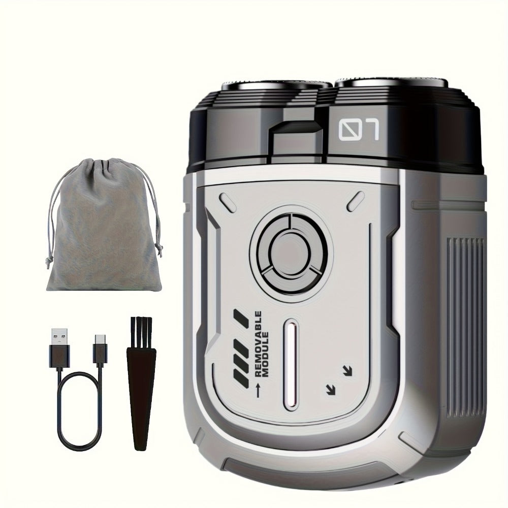 New Mini Version Electric Portable Dual Blade Floating Men'S Electric Shaver, Available In Three Colors, Clean Shaving, USB Charging, Preferred Gift Giving Option