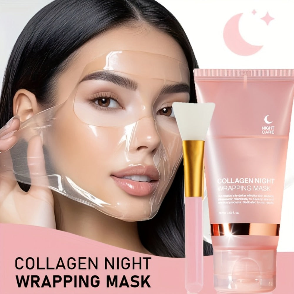 3 Boxes Instant Lifting & Firming Collagen Intensive Moisturizing Sleeping -Off Mask 75g, Enriched with Niacinamide, Collagen, Hyaluronic Acid, And Other Ingredients. The Gel Texture Is Easily Absorbed, Providing Deep Hydration And Moisture.
