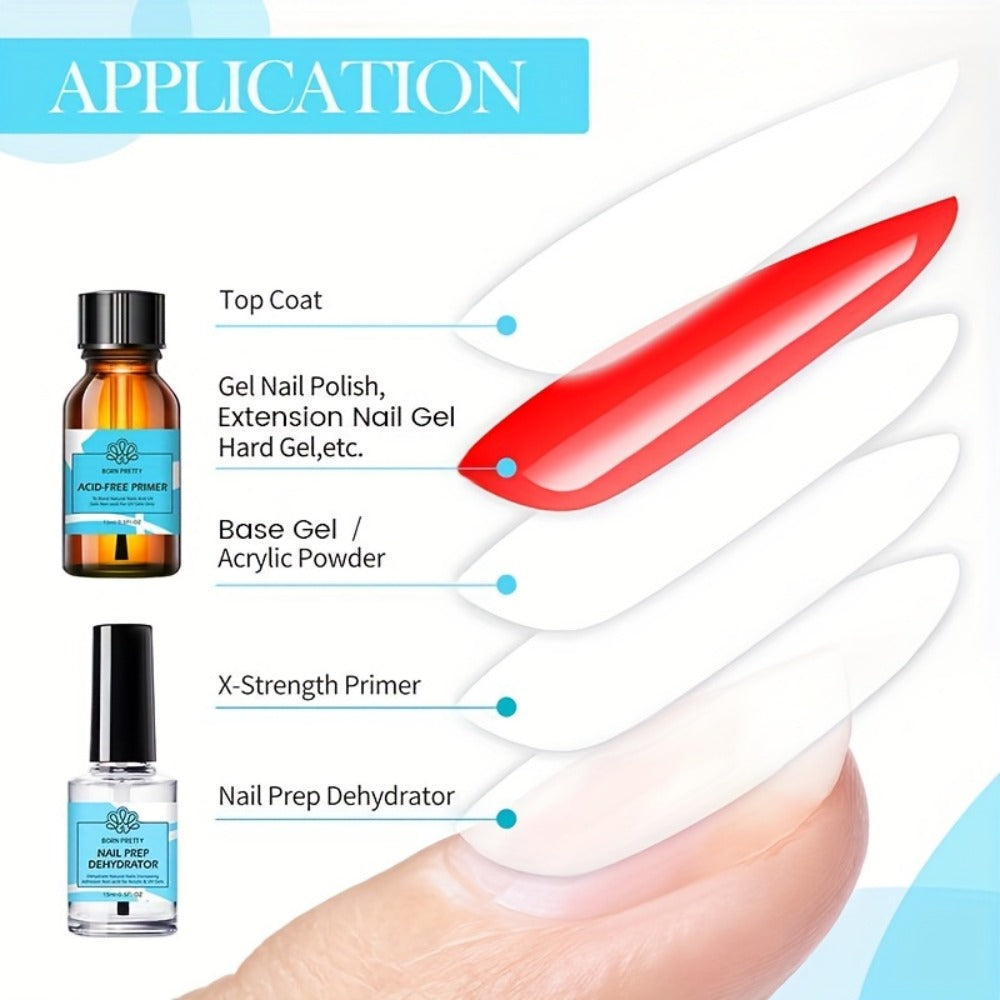 BORN PRETTY 4pcs/Set 0.34oz Super Top Coat And Base Gel Nail Polish for Gel Polish Nail Prep Dehydrator And Nail Primer Semi-permanent Varnish Nail Supplies