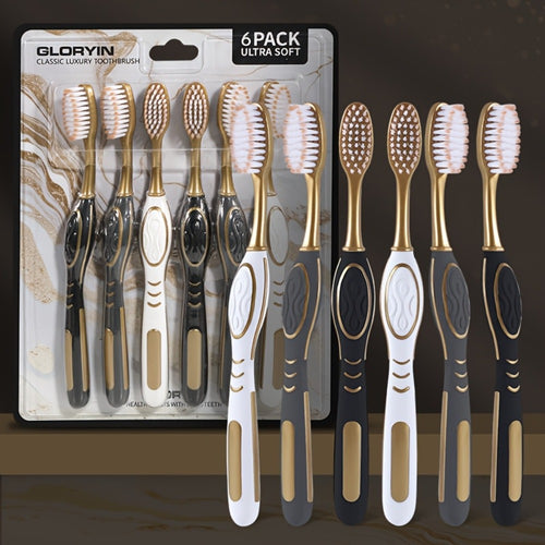 Soft Bristle Toothbrush Travel Set Anti-Slip Olive Handle Full Size Head Gentle Cleaning Oral Care for Adults Couples Household Gloryin 6pcs 12pcs