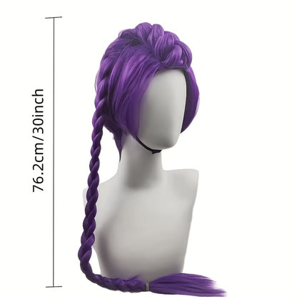 K-Pop Cosplay Wig Long Straight 30 Inch – Korean Idol Costume Hair for Halloween, Anime & K-Drama Character Dress Up, Rose Red, Purple, Black Purple Colors for Women & Girls