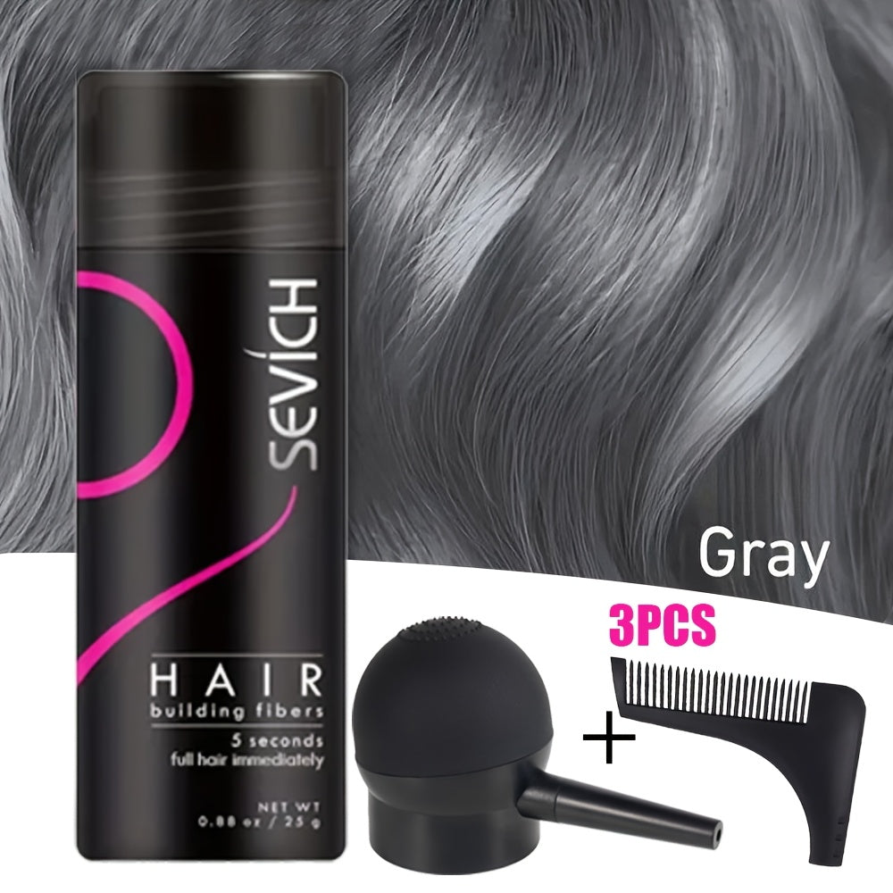 Hair Fibers for Thinning Hair — 3-Piece Kit with Spray Pump & Optimizer, Instant Thickening Powder for Hair & Beard, Rosemary Formula, All Hair Types, 8 Colors Available