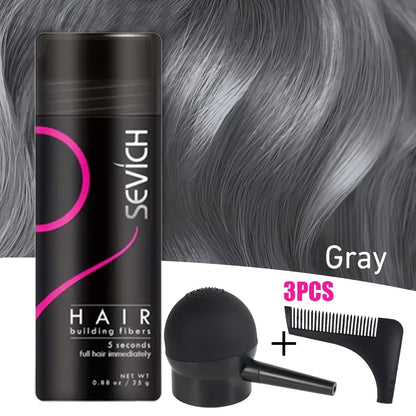 Hair Fibers for Thinning Hair — 3-Piece Kit with Spray Pump & Optimizer, Instant Thickening Powder for Hair & Beard, Rosemary Formula, All Hair Types, 8 Colors Available