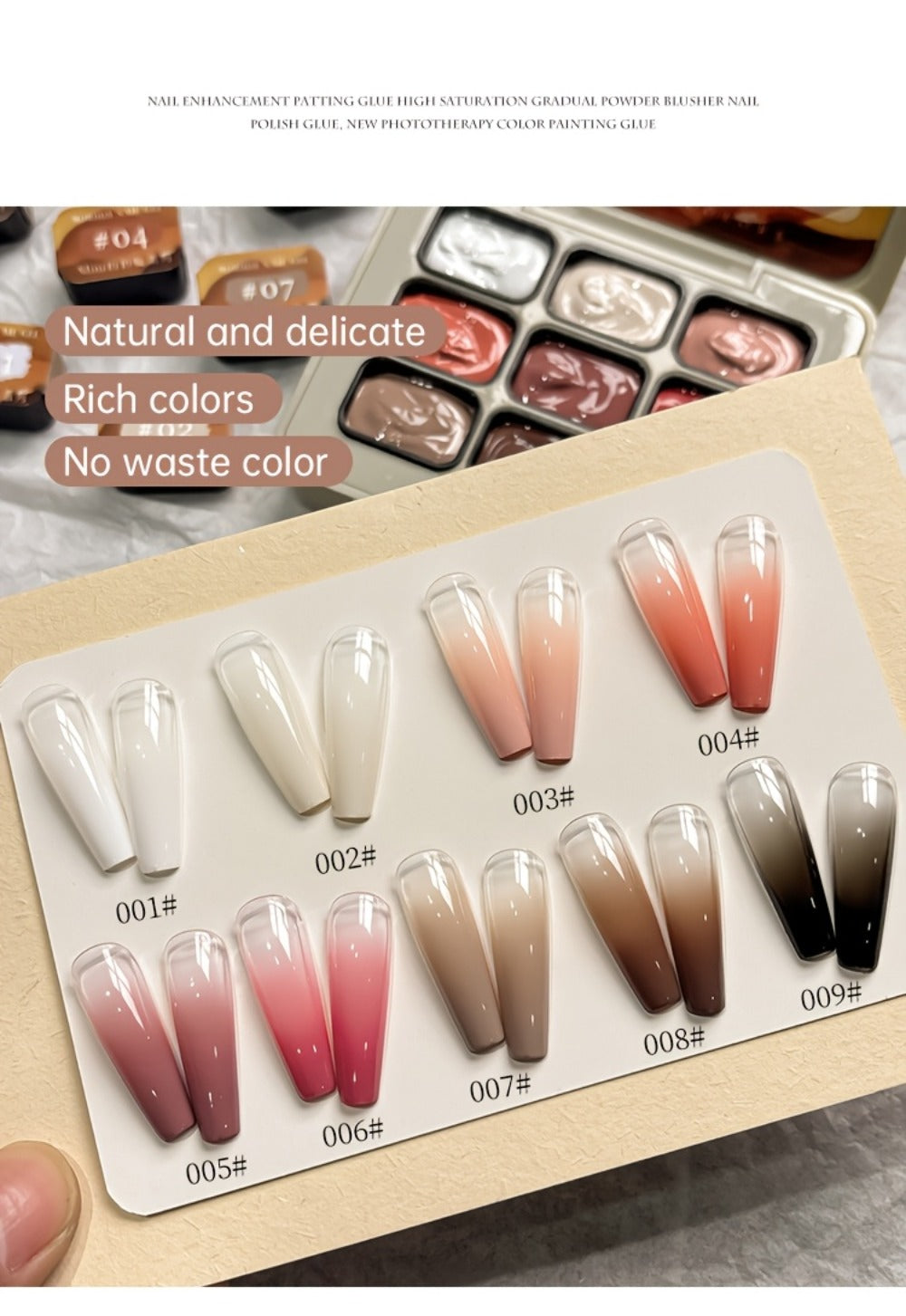 Gel Nail Polish Set 9 Colors - Multicolor Gradient Nail Art Kit, Mini 9-Grid Collection for Ombre & Patting Glue Designs, Long-Lasting UV LED Gel Polish for Salon & Christmas Holiday Nail Art Gifts