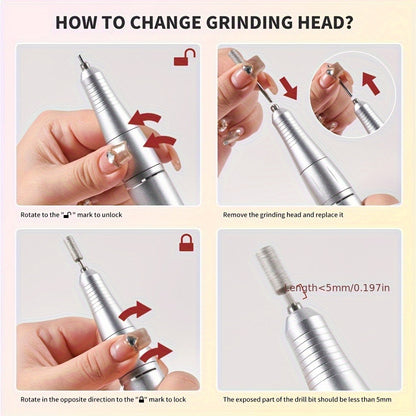 Nail Drill Machine 45000RPM — Portable Rechargeable Electric E-File with LCD Display for Acrylic Gel Polish Natural Nails, Professional High-Speed Cordless Nail Sander for Salon & Home Manicure Pedicure