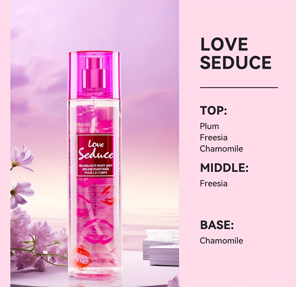 Body & Hair Fragrance Mist for Women 2PCS Set - Long Lasting Perfume Spray 8 fl oz, Fruity Floral Scents Peach Pear Cherry Blossom, Dual Use Body and Hair Spray Gift for Her