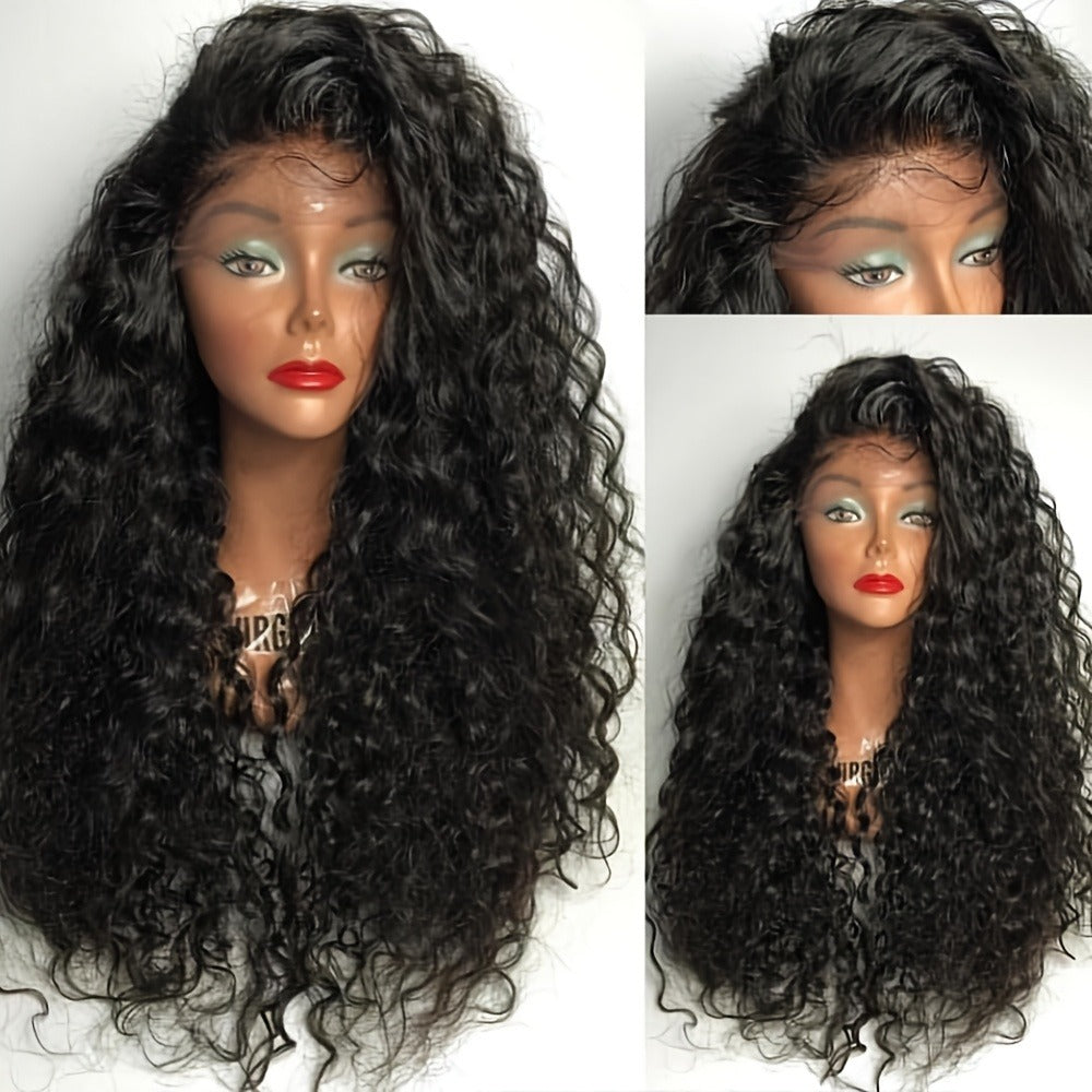 13*4 Lace Front Wigs 26 Inch Long Black Hair Lace Wigs Loose Curly Hair Glueless Heat Resistant Synthetic Lace Front Wigs For Black Women Hair Replacement Wigs For Daily & Party Use