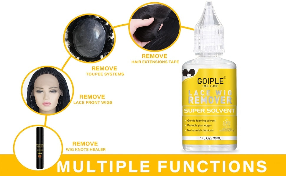 Goiple Lace Wig Glue Tool Set Melting Spray Adhesives Adhesives Remover Strong Fixation Quick-drying Lasting No Residue Suitable for Trimming And Fixing Wigs Essential Tools for Wearing Wigs Beginner's Simple Auxiliary Kit