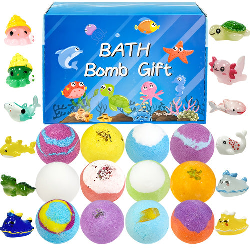 Bath Bombs with Surprise Inside - Ocean Bath Ball Set Rich Foam Essential Oil Fizzy Bath Balls Gift for Women, Wife, Girlfriend, Birthday Anniversary Valentine's Day Holiday Gift for Adults