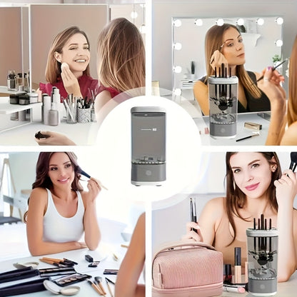 Electric Makeup Brush Cleaner 7000RPM Handheld Automatic - USB & Battery Powered Cosmetic Brush Cleaning Tool with Pad - Quiet Motor Cleans 3-4 Brushes Fast for Women Makeup Artists