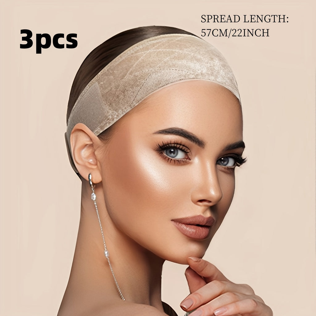 Set of Three Velvet Wig Caps Designed for Women, Featuring a Comfortable And Breathable Material with a Non-Slip Adjustable Strap for a Secure Fit, Perfect for Use with Wig Stands And Mannequin Displays