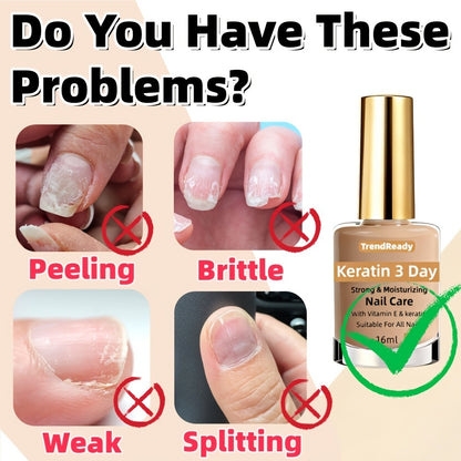 Nail Strengthener for Weak Splitting & Breaking Nails | 4-in-1 Keratin Protein Hardener Fast Dry Nail Care Oil | Alcohol-Free Formula for Instant & 3-Day Repair | Manicure Treatment 2pcs & 4pcs