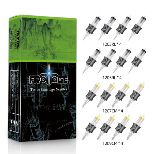 Tattoo Cartridge Needles 16pcs Froinage Mixed Models High Transparency Tips Secure Assembly Adjustable Threading Sterile Disposable for Tattoo Pen Machine Artists Beginners