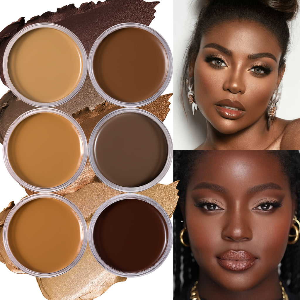 Matte Velvet Foundation Cream (for Medium to Dark), Nourishing Non-Caking Foundation-Full Coverage, Long Lasting Controls Oil & Waterproof, Pore-less, Smudge-proof, Not Easy to Remove, 0.7oz BIG Volume Flawless Cream Bronzer Makeup