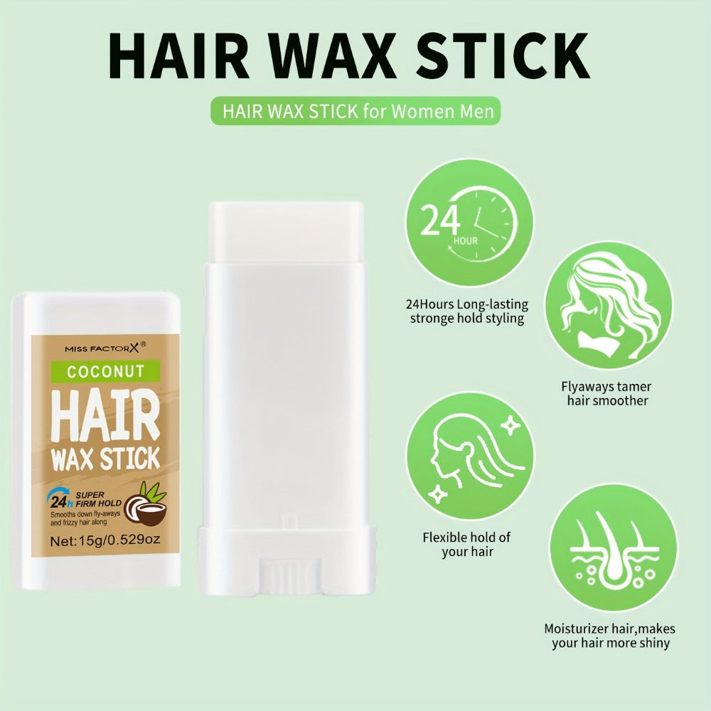 Hair Wax Stick – 5-Pack Fragrance-Free Styling Wax with Jojoba Oil for All Hair Types, Strong Hold, Natural Finish, Travel-Friendly Hair Wax Sticks