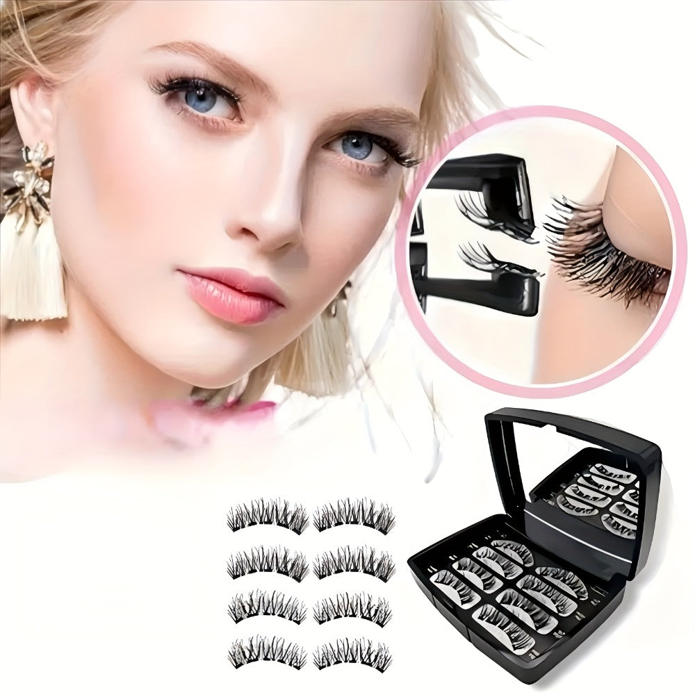 Local Warehouse 8pcs Quantum Magnetic Eyelash Set Makeup Lash Clusters Kit with 2 Styles of Applicators Tweezers And Brush 3D Magnetic False Lashes Beginner-Friendly Natural Set Idea for Daily Makeup Parties And Valentine'S Day Gifts Makeup for Wome